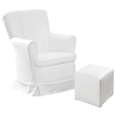 Imagem de Poltrona De Amamentação Aconchego Fixa Com Puff Branco - Canaã