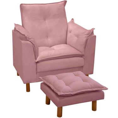Imagem de Poltrona De Amamentação Com Puff Veludo Rosê - Casa Chick