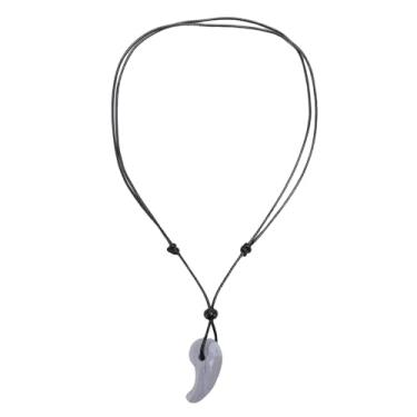 Imagem de Luqeeg Colar de cristal magatama, joia com pingente de pedra bruta com cor de ágata roxa leve, brilho marcante para Natal, aniversários, festivais, presente feminino e masculino