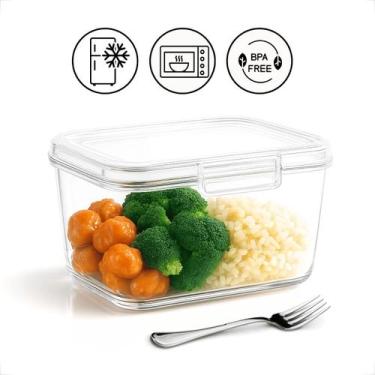 Imagem de Pote Plásticos Cristal 750ml com Trava Kit Para Marmita Fitness Microo