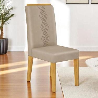 Imagem de Kit 02 Cadeiras De Jantar Estofada Yasmin Cedro Veludo Kraft- Mabe Mag