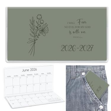 Imagem de ReliThick 17,8 cm x 16,5 cm 2026-2027 calendário de bolso para bolsa pequena agenda mensal caderno capa PVC bolso calendário bloco de notas apreciação presente presente para mulheres mãe amiga
