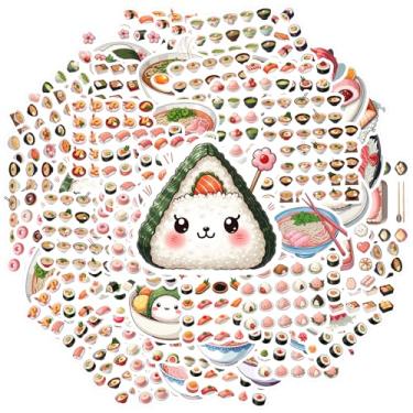 Imagem de 50 adesivos de comida sushi culinária japonesa brinquedo DIY adesivos de PVC japonês para laptop, bagagem, álbum de recortes, diário, adesivo, faça você mesmo, telefone, guitarra, laptop, notebook