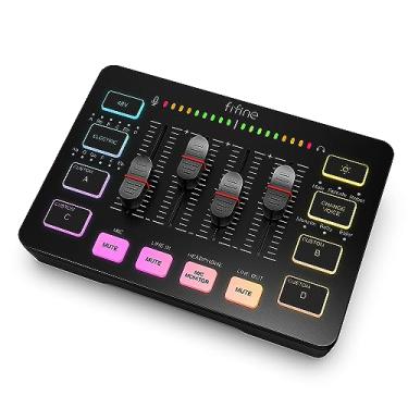 Imagem de FIFINE Gaming Audio Mixer, Mixer RGB para PC de Streaming com Interface de Microfone XLR, Controle Individual, Botão de Silenciar, Alimentação Phantom 48V, para Podcast/Gravação/Vocal/Voz de Jogo-SC3