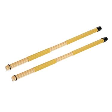 Imagem de RiToEasysports Escovas de Tambor de Madeira de Bordo, Baquetas Confortáveis, Artesanato Fino, Leves para Entusiastas, Vermelho, Amarelo, Preto, Azul, 1 par para Amantes de Música (Amarelo)
