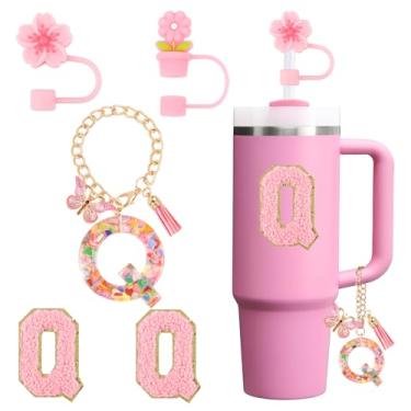 Imagem de Conjunto de acessórios para copo Stanley Cup 850.5 g 1,134.0 g copo com alça, incluindo tampa de palha, pingente de alça, adesivo 5 peças (Q)
