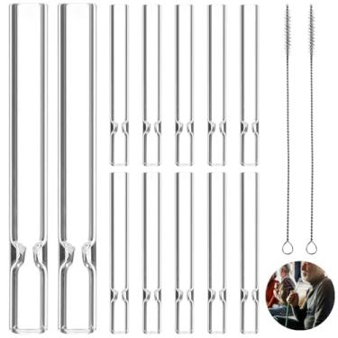 Imagem de 12 pontas de narguilé de vidro shisha, tubos de boca de 10 cm, reutilizáveis com escovas de limpeza incluídas