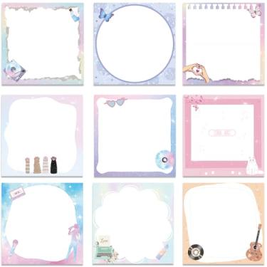 Imagem de INCOK Notas adesivas Singer para amantes da música – Bloco de notas autoadesivo Pop Star, toca-discos de guitarra, borboleta, escritório, material escolar para fãs, estudantes, professores, 7,5 x 7,6