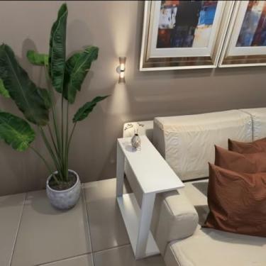 Imagem de Mesa Lateral Sofá Poltrona Apoio Notebook Utensílios Industral 100% MDF (Branco)