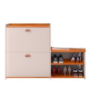 Imagem de Sapateira 2 Andares New Organizadora Com Banco 2 Portas Basculantes Hall De Entrada(MILANO OFF WHITE /)