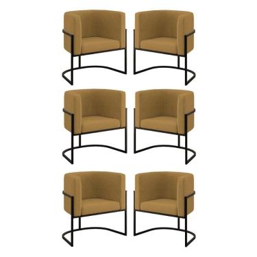 Imagem de Kit 06 Cadeiras Poltrona Lua Preto Balaqui Capuccino