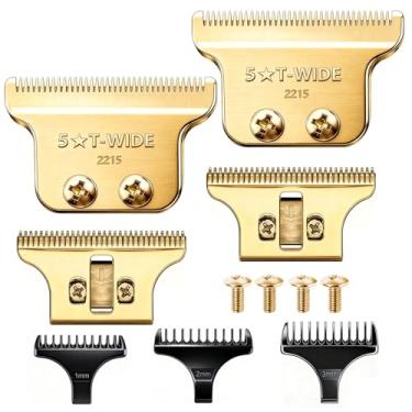 Imagem de Lâminas largas ajustáveis de substituição 2215 compatíveis com Wahl 5 Star Serise Detailer Li Trimmer 8081 e 8171 modelos (ouro (2 peças))