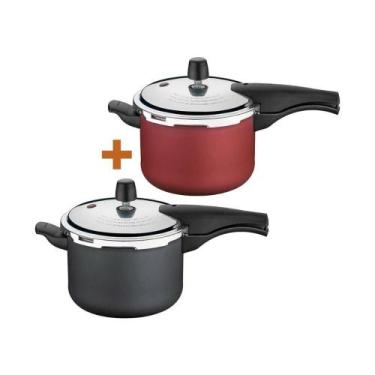 Imagem de 2 Panelas Pressão 4,5L (1 Grafite + 1 Vermelha) Tramontina