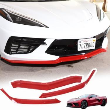 Imagem de Divisor de lábio inferior de para-choque dianteiro de substituição compatível com Chevrolet Corvette C8 GM Z51 2020-2024 plástico ABS, 3 peças, para-choque dianteiro, entrada de ar, proteção de lábio