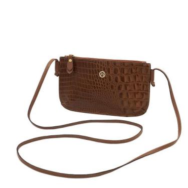 Imagem de Bolsa De Couro Legítimo Feminina Com Zíper Croco Mariart 202