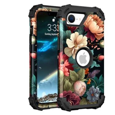 Imagem de PIXIU Capa exclusiva com estampa floral compatível com iPhone 16e de 6,1 polegadas, capa resistente à prova de choque de camada dupla à prova de choque híbrida robusta para mulheres, meninas, crianças