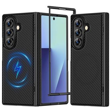 Imagem de MIDIIUGCT Capa magnética para Samsung Galaxy Z Fold7 - Proteção de dobradiça, compatível com carregamento sem fio - Capa fina de policarbonato com textura tecida, [preta] MUS-ZTCX-01-01