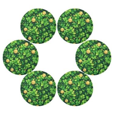 Imagem de ATTX Jogo americano de trevo verde do dia de São Patrício para mesa de jantar, jogo americano de decoração do dia de São Patrício, tapetes para mesa de cozinha para 6#258