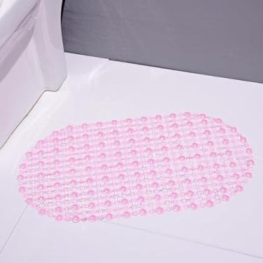 Imagem de Tapete de chuveiro antiderrapante de PVC - secagem rápida com orifícios de drenagem e ventosa para banheira/banheiro/spa (rosa)