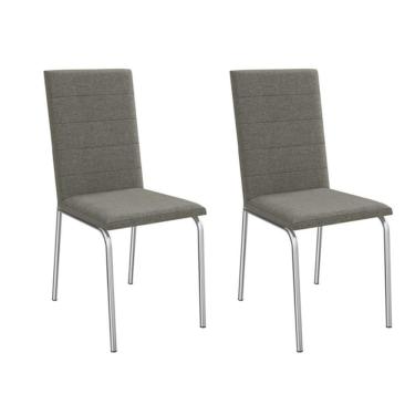 Imagem de Kit 2 Cadeiras Sala Jantar Amsterdã 2c091 Aço 2 Un Cromado-linho Escuro - Kappesberg