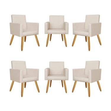 Imagem de Kit 6 Poltronas Recepção Courino Bege