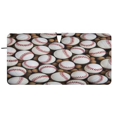 Imagem de Blueangle Pára-brisas com padrão de bolas de beisebol - 157,5 cm x 81,32 cm dobrável para janela dianteira do carro bloqueia raios UV viseira de sol (342)