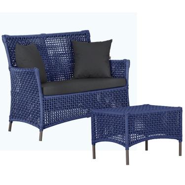 Imagem de Sofá E Mesa Igapó 2 Lugares Varanda Jardim Piscina Aluminio Azul