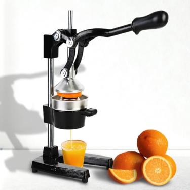 Imagem de Espremedor manual de ferro fundido – Espremedor de frutas cítricas manual resistente, prensa de laranja profissional, espremedor de limão de aço inoxidável e extrator de suco de limão (preto)