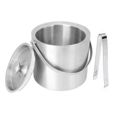 Imagem de Balde Gelo Inox Parede Dupla Tampa Pegador 1.6L Térmico Conservação Festa(2 Unidades)