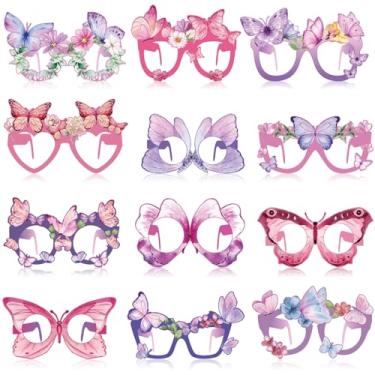 Imagem de Harrycle 36 peças de lembrancinhas de festa de borboleta primavera decoração de festa de papel óculos de foto adereços para decoração de primavera feriado aniversário suprimentos