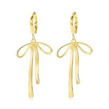 Imagem de Brincos de laço femininos com pingente de pérola, presente de dia dos namorados, presentes de amizade