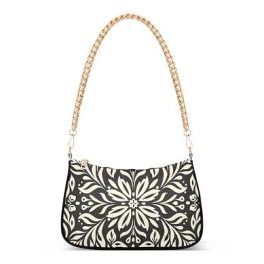 Imagem de CEBUGI Bolsas transversais femininas bolsa de ombro com estampa floral, bolsa clutch elegante com alça de corrente