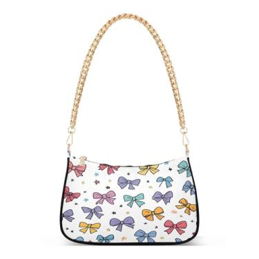 Imagem de CEBUGI Bolsas transversais femininas bolsa de ombro lindas bolsas de mão com laço elegante bolsa clutch com alça de corrente