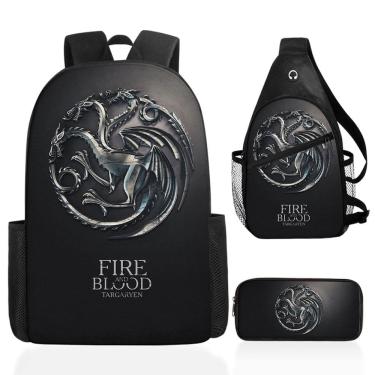 Imagem de Conjunto de mochilas de anime Games of Thrones, 3 unidades para crianças e escolas