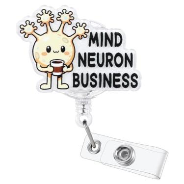 Imagem de Carretel de crachá de enfermeira de anatomia cerebral engraçado Mind Neuron Business, bonito porta-crachá retrátil de neurologia, crachá de identificação, clipe para crachá médico RN Neuro ICU