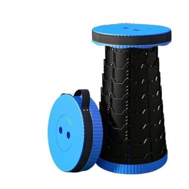 Imagem de Banqueta Retrátil Portátil para Pesca Camping até 150kg com Alça Telescópica Banco Dobrável Compacto(Azul e preto)