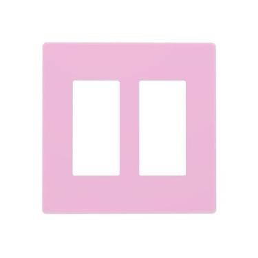 Imagem de Rosa 2 Gang Duplo GFCI Decorador Rocker/Decorador Tampa de Interruptor de Luz Decorativa Tomada Placa Elétrica Sem Parafusos