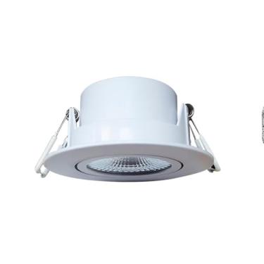 Imagem de Luminária Spot LED Embutida Redonda, 7W, Branco Quente 3000K, Branca, 10cm Diâmetro, Bivolt, 400 Lúmens, para Teto de Gesso e Drywall