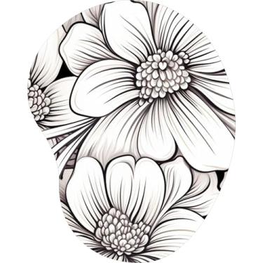 Imagem de Mouse Pad Ergonômico Gota Arte Floral Preto e Branco