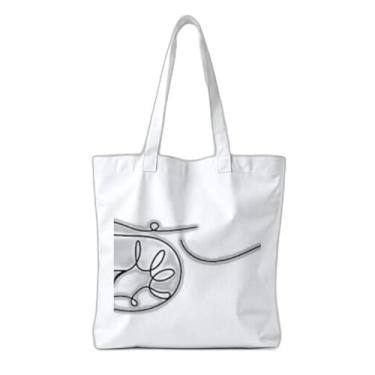 Imagem de Kit 10 Sacola Ecologica Charmosa e Reutilizável 38x41,5cm Estampa Continuous Line Art Shrimp Duo