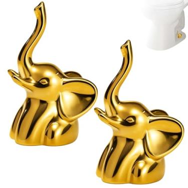Imagem de Pacote com 2 tampas de parafuso de vaso sanitário de porcelana, tampas de parafuso de vaso sanitário decorativas, tampas de parafuso de vaso sanitário com design elegante de elefante decorativo para