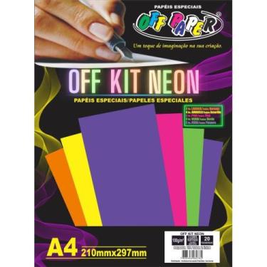 Imagem de Papel Laminado A4 KIT Neon 5 Cores 180G Pacote com 20 - OFF Paper