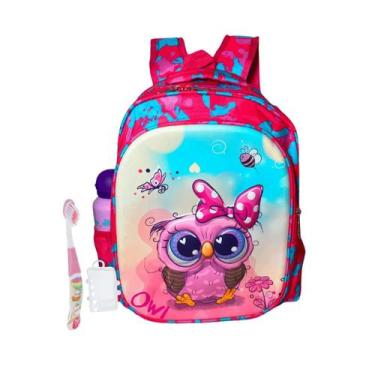 Imagem de Mochila Infantil de Coruja em Relevo Com Talheres Infantil - Tings