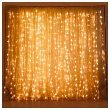 Imagem de Cascata De Natal 320 Led Luz Amarela 8 Funções 3x2m 220v