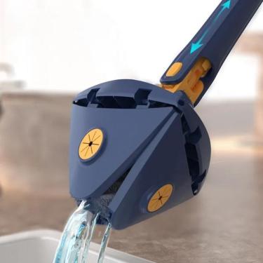 Imagem de Mop Limpeza 360 Triangular Giratório Ajustável, Lava E Seca, Piso E Parede, Esfregão, Torcedor, Prático - (azul)