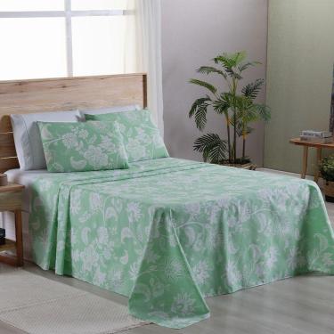 Imagem de Jogo De Lençol 4 Peças Queen Percal 180 Fios Homme 60% Algodão 40% Poliéster - Jade Verde