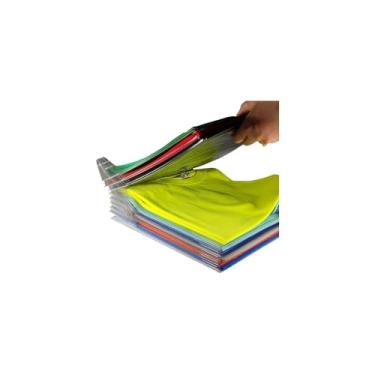 Imagem de Kit Organizador de Camisas com 10 Divisórias, Transparente, Polipropileno, 34x29x6cm, 80g