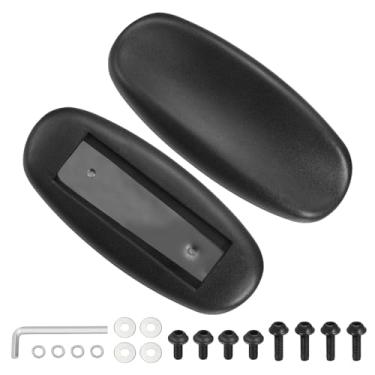 Imagem de PATIKIL 1 par de substituição de descanso de braço para cadeira de escritório, capa de couro para cadeira de escritório PU 10 cm orifício de montagem com parafusos para cadeiras de jogos, apoio de