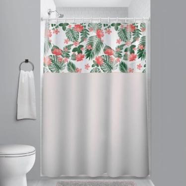 Imagem de Cortina de Box Banheiro Vinil com Ganchos – Cortina para Box Impermeável e Fácil de Limpar (VISOR TROPICAL)
