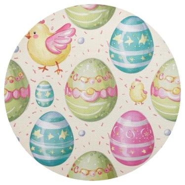 Imagem de Jogo americano redondo com ovos de páscoa, redondo, 38 cm, para mesa de pátio, à prova de calor, para festa de Natal